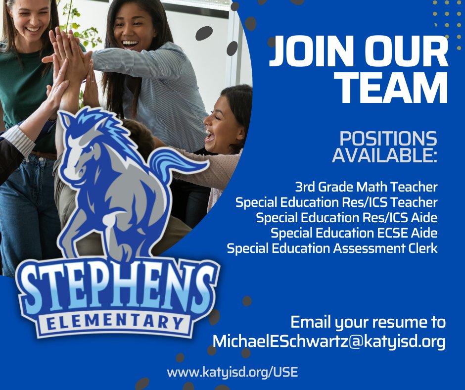 Looking for a change? Come to Katy ISD and join our team at Stephens Elementary!