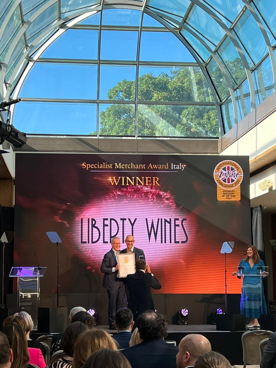 liberty_wines's tweet photo. Thrilled to have won Specialist Merchant awards for both Australia and Italy at the @WineChallenge ceremony this evening. Liberty Wines MD @Thomasmplatt pictured accepting the awards from @timatkin https://t.co/zBdPk9fK7O