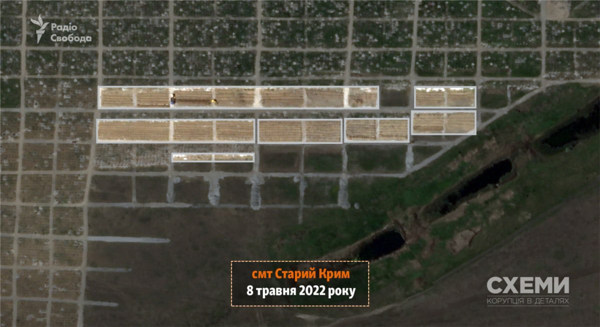lesiavasylenko's tweet photo. Planet Labs published satellite images showing the mass graves in a village outside #Mariupol. Apparently the area of burial has increased almost twice since beginning of May. Ukrainians continue to die under #Russia occupation https://t.co/oE2lBBQpvu