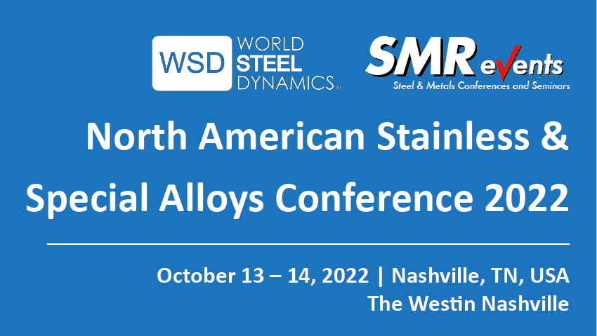 Join SMR and World Steel Dynamics to the North American Stainless &amp; Special Alloys Conference in Nashville on October 12-14, 2022. Super Early Bird Rates available until July 15. Register Now! #SMRevents #WSDevents #stainlesssteel #nashville 
conta.cc/3uvBpIx