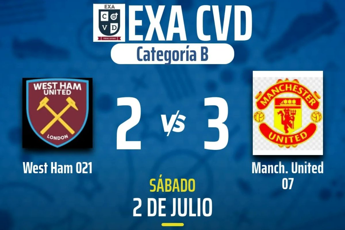asoexacvd's tweet photo. 📸 de la semifinal Ida de la categoria B #ElExaSomosTodos #EnBuscaDeLaGloria🏆 

#WestHam021 vs @ManchesterU07 https://t.co/O5KSurOY19
