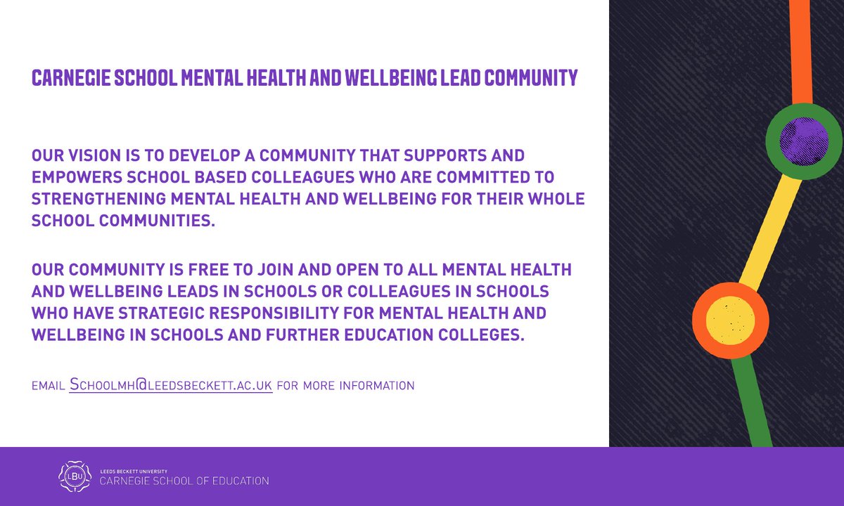 Did you know we have a FREE School Mental Health and Wellbeing Lead community?
Register here ow.ly/txfS50FszDk or email schoolmh@leedsbeckett.ac.uk for further information