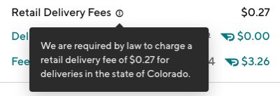 a4waystop's tweet photo. Just paid @DoorDash meal delivery tax in Colorado thanks to @jaredpolis Another 27 cents PER MEAL adds up! I know seniors who rely on meal delivery. This is a quite regressive tax on delivered food! We need a change! @heidiganahl #heidiforgov @ColoradoKbb #copolitics https://t.co/hME2ktjpBa