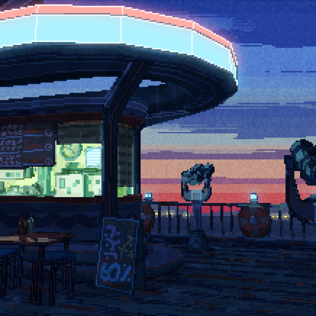 Seppuku_Doge's tweet photo. Fried food near the sea. #wip #pixelart https://t.co/wmCplOnuuF