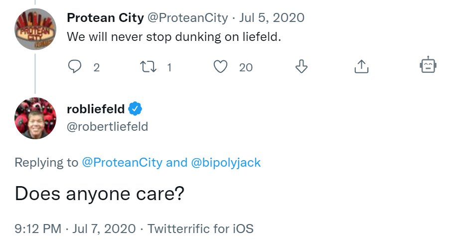 It's Does Anyone Care Day!

Can you believe it's been two years since Rob Liefeld tweeted "Does Anyone Care" at us.

We know we're on a bit of a hiatus right now but we didn't want to let this day pass without some ceremony.