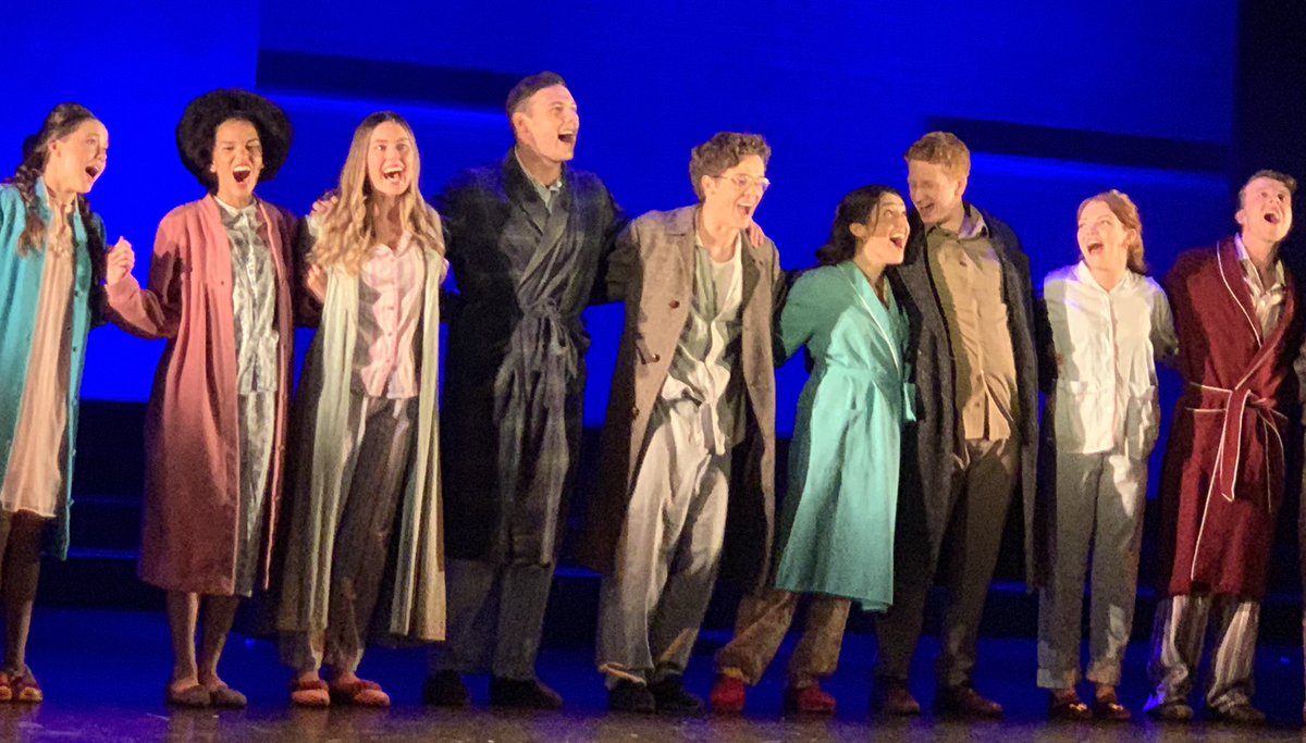 MERRILY WE ROLL ALONG is, like Follies, a musical in which youthful dreams are shown to curdle and get crushed. Watching it performed by young people gives it an added poignance — and heartache. A musical of haunting layers, exquisitely rendered.