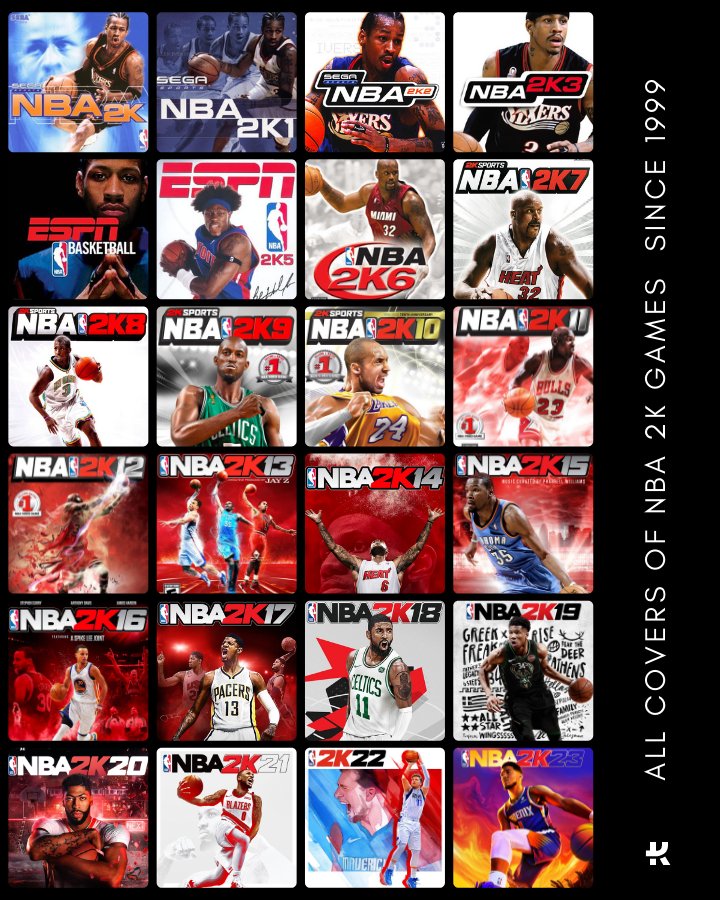 KlausDesign_'s tweet image. 🎨 #Fun

I made this little table to recap all #covers of #NBA2K Games since 1999 ! 🎮 🏀

What is your favorite ? ❤️