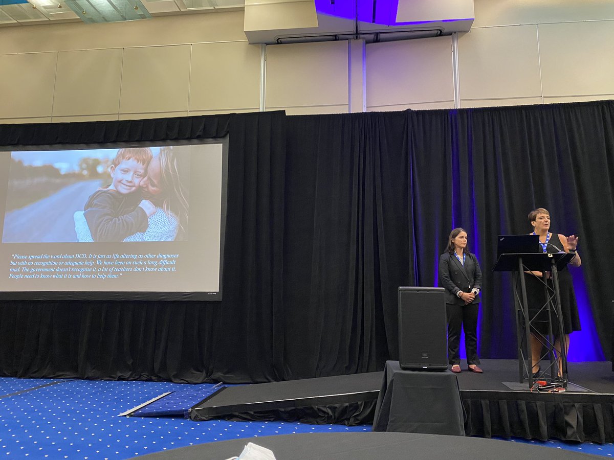 DCD_14's tweet photo. Inspiring and IMPACTFUL talk from our keynote @mellicTKI . DCD does not end with a diagnosis, it’s just the beginning. The social, emotional, and economic burden on the family and children living with DCD is heartbreaking and needs to change. https://t.co/HO3bF31qmO