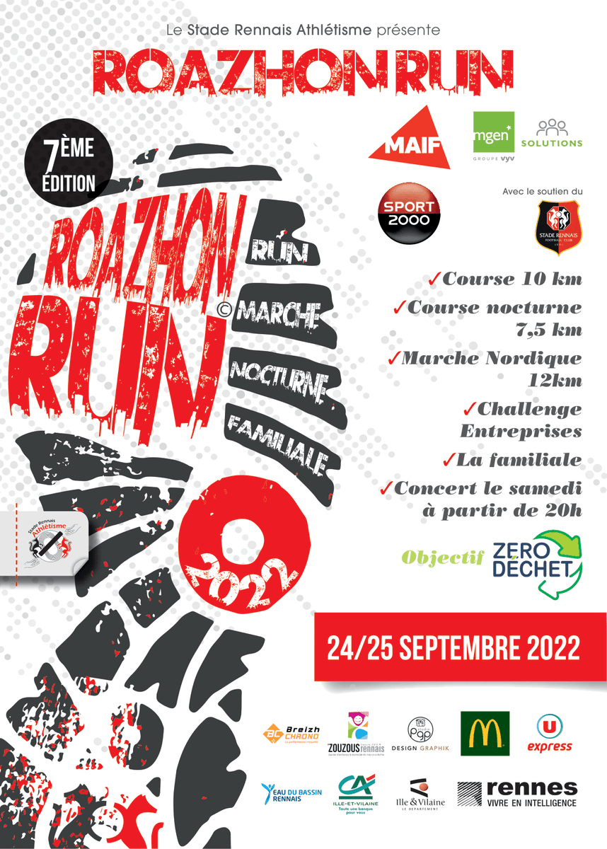 La #RoazhonRun 2022 se déroulera le week-end du 24 - 25 Septembre 2022 !

📌 Plus d'informations, rendez-vous sur le site de la #RoazhonRun 👉 bit.ly/3xNAIcL