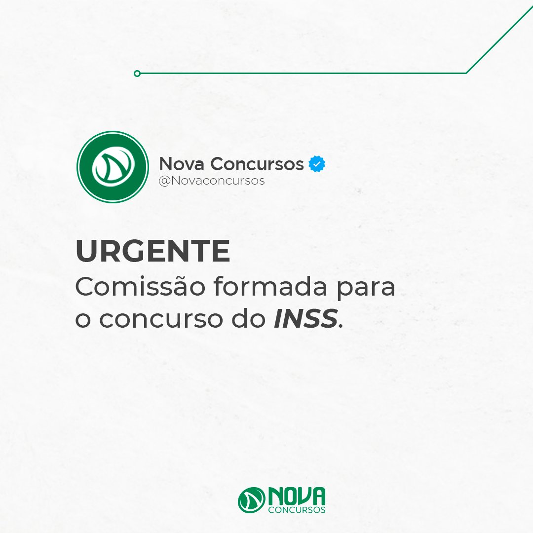 nova_concursos's tweet photo. 🔉Boa notícia, concurseiros!

A comissão para o concurso do INSS está formada.

▪ Nos próximos 15 dias a equipe deve definir a banca organizadora do concurso, prazo esse, que poderá ser prorrogado pelo mesmo período.

#concursoinss #inss #editalinss #concursopublico https://t.co/DCXYE4yB8e