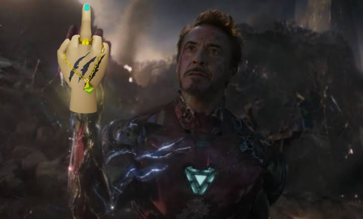 bearcap_s's tweet photo. One last dance, Stark not giving a fuck to Thanos 😎🫡
Get your Hand now🚨
MetaFing3r is live ⚠️

Link: https://t.co/Vt8B6ipvp4

Follow us now📲
Join discord: https://t.co/os16gOcjDM

#NFT #marvel #nftart #ironman #NFTdrop #opensea #eth #NFTs https://t.co/ifhiCLF6E9