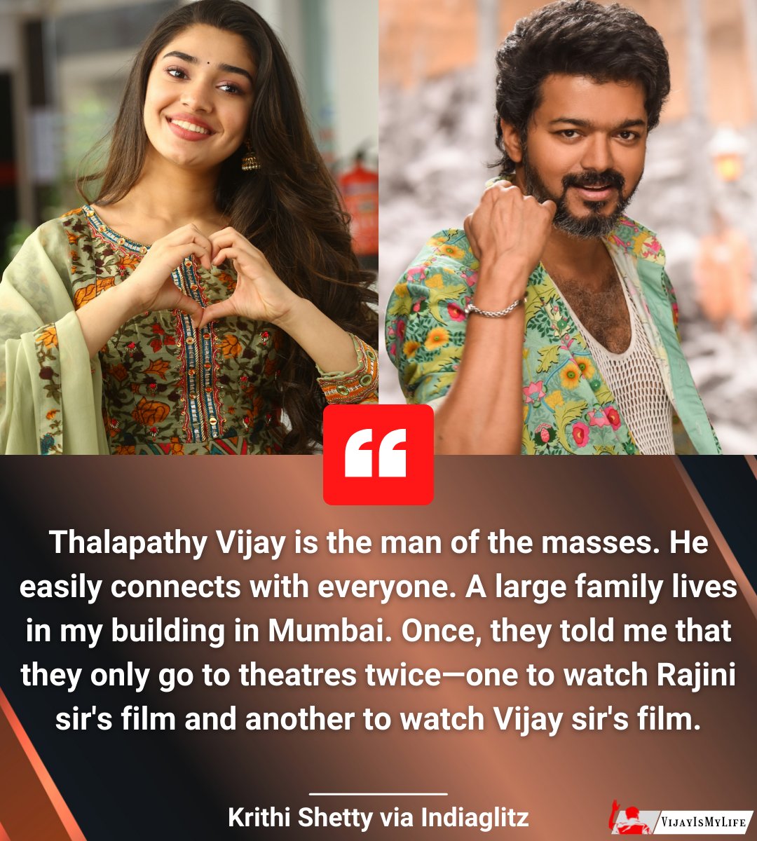 georgeviews's tweet photo. Actress #KrithiShetty about #ThalapathyVijay. @actorvijay https://t.co/cVY7qhdvmx