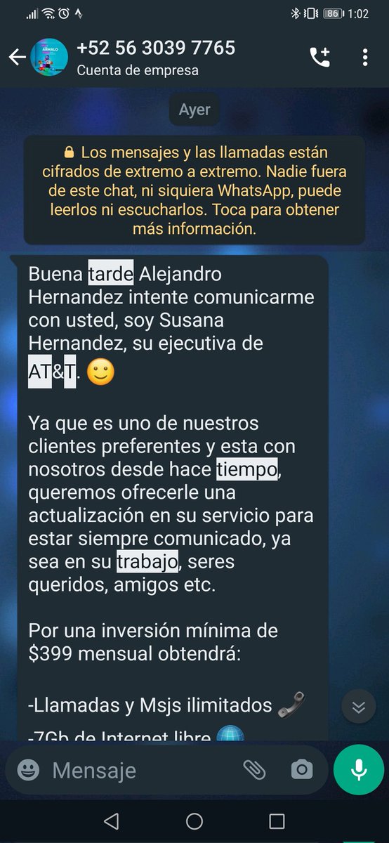 jackrevolver's tweet photo. @ATTMx su nueva forma de ofrecer servicios es súper invasiva. Llevo 3 mensajes en 2 días y seguro no serán los últimos https://t.co/B77tJG3M5c