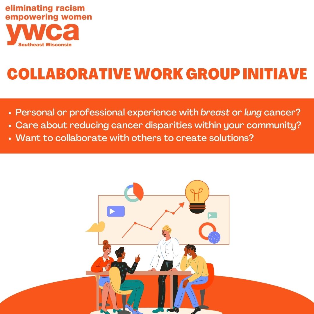 YWCASEW's tweet photo. Join our workgroup (compensation at $40.82/hour) aiming to develop and implement projects reducing breast and lung cancer disparities in Wisconsin. Recruiting in Racine and Milwaukee Counties! Learn more at https://t.co/DfjA5dQgmG https://t.co/ZLGFP9B90Z
