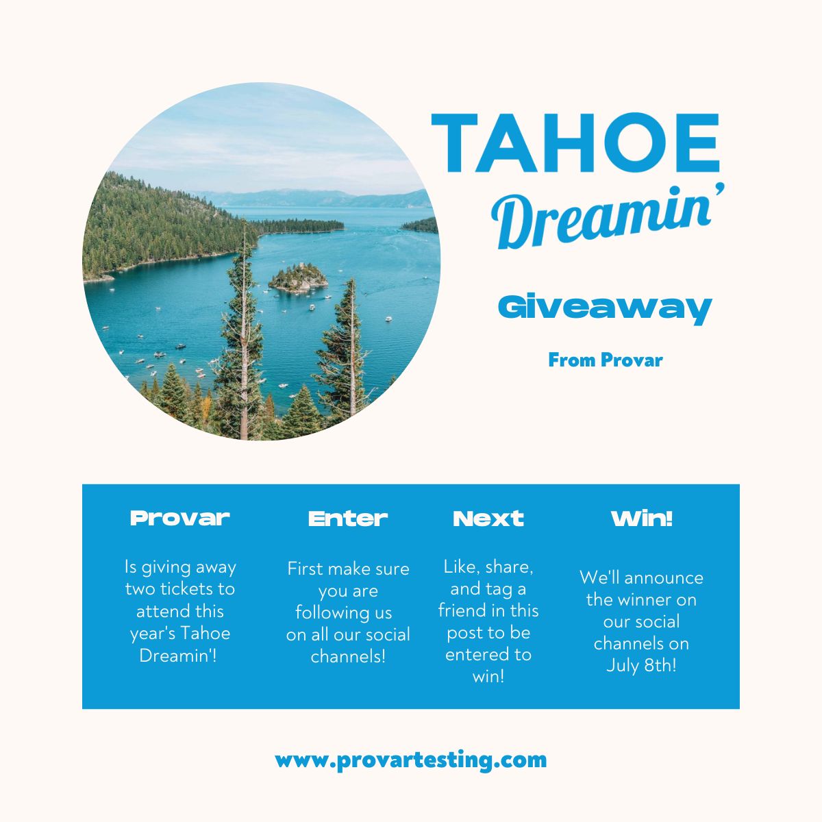 sftahoedreamin's tweet photo. Want to win a free ticket to Tahoe Dreamin'?  @ProvarTesting is giving away 2 tickets to #TD22 . Hurry..contest ends tomorrow!  
https://t.co/TV14cUJuLa https://t.co/nK8XxZKR4r
