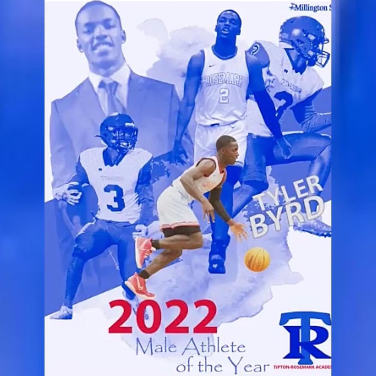 So proud of <a href="/_TRA_Football/">Tipton-Rosemark Football</a> and <a href="/TipRoseBBall/">Tipton Rosemark Basketball</a> alum <a href="/Tyler_Byrd0/">Tyler Byrd</a> for being named <a href="/StarMillington/">The Millington Star</a> Male Athlete of the Year! Keep working hard Tyler!
