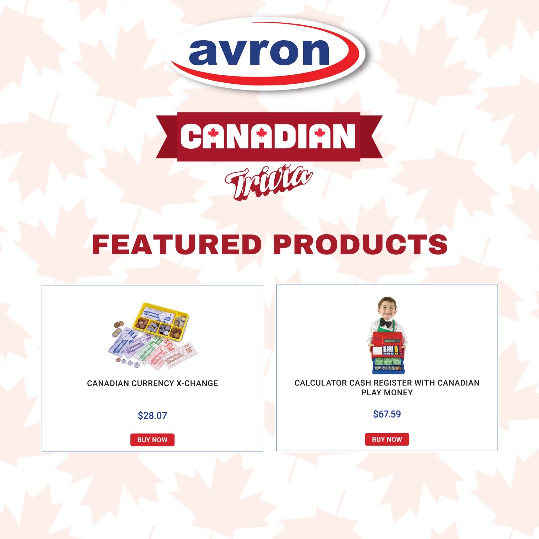 AvronCanada's tweet photo. Let’s keep the fun going! Put your knowledge of Canada to the test and see if you know the answer. Keep playing along with us in the comments below using #AvronCanTrivia and don't forget to check out our featured products at https://t.co/guUWkXEtF2!
#Canadiantriva #AvronCanada🍁 https://t.co/mN3Fy9gmK1