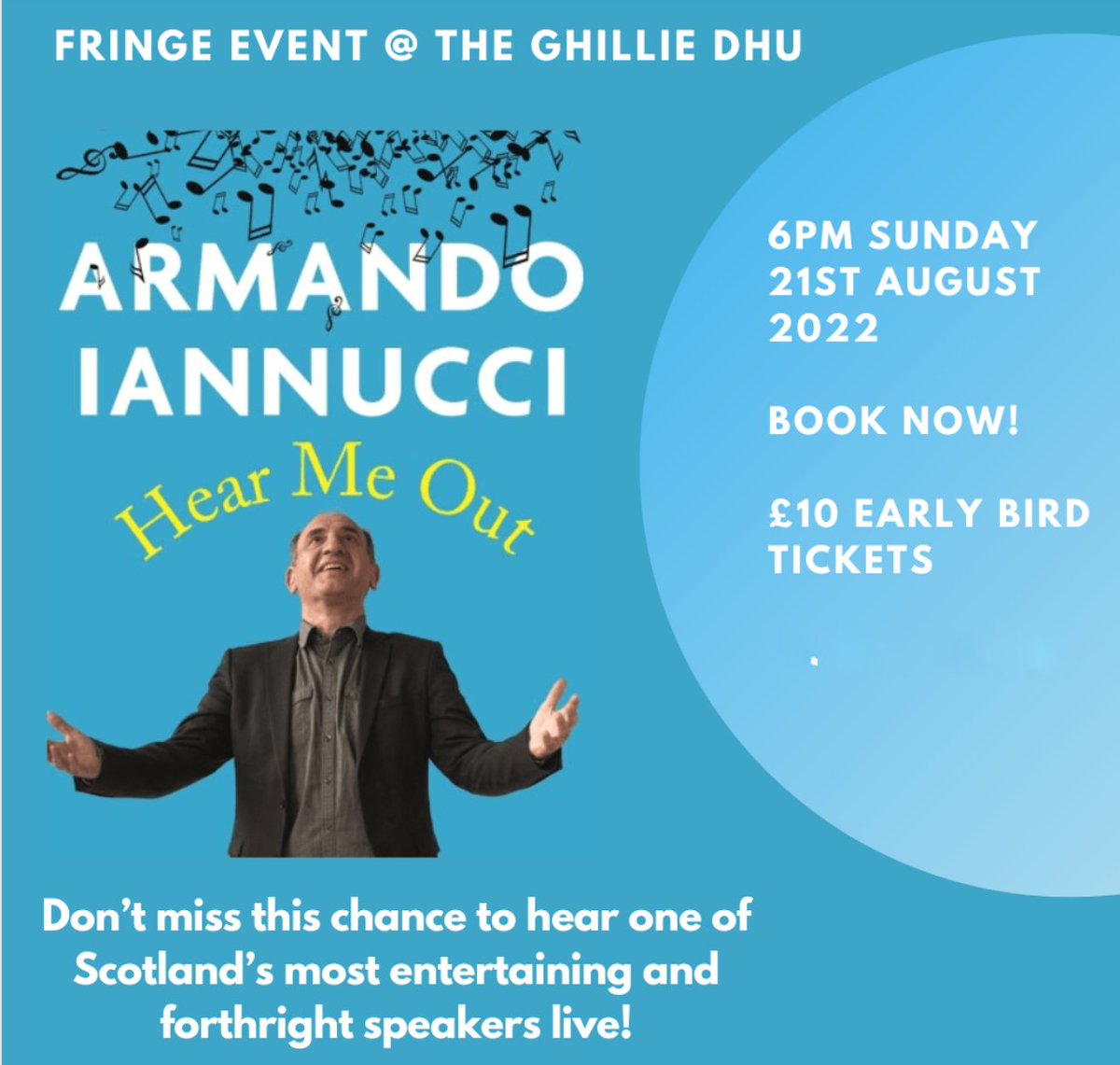 yaniewicz's tweet photo. Will @Aiannucci need a break from politics after this week's madness?
Looking forward to hearing him on Music, Migration & Scotland (alright, no break then) @GhillieDhuEdi on 21/8
Book at https://t.co/GTe3Cnm4YL
@WhatOnEdinburgh @edbookfest @migrationscot https://t.co/BjP6m46XsA