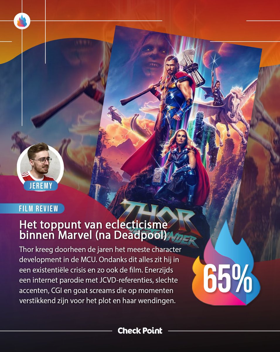 CheckPointBE's tweet image. REVIEW: Thor: Love and Thunder 🔥🔥🔥🔥🔥🔥💥💧💧💧(65%)

#thorloveandthunder #marvel #mcu