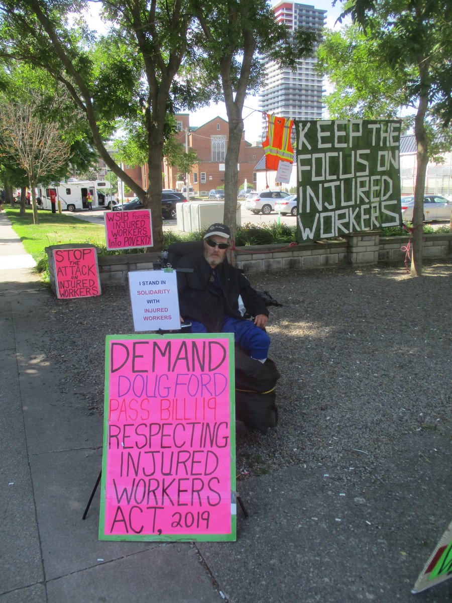 occupywsib's tweet photo. Did an #injuredworkers picket outside Victoria Park in #ldnont to #KeepTheFocusOnInjuredWorkers on the first day of #TDSunfest & spread awareness about the need for @fordnation @MonteMcNaughton to STOP #WSIB from deeming #workers into #poverty after a workplace injury or illness! https://t.co/qcIgv0O6Jo