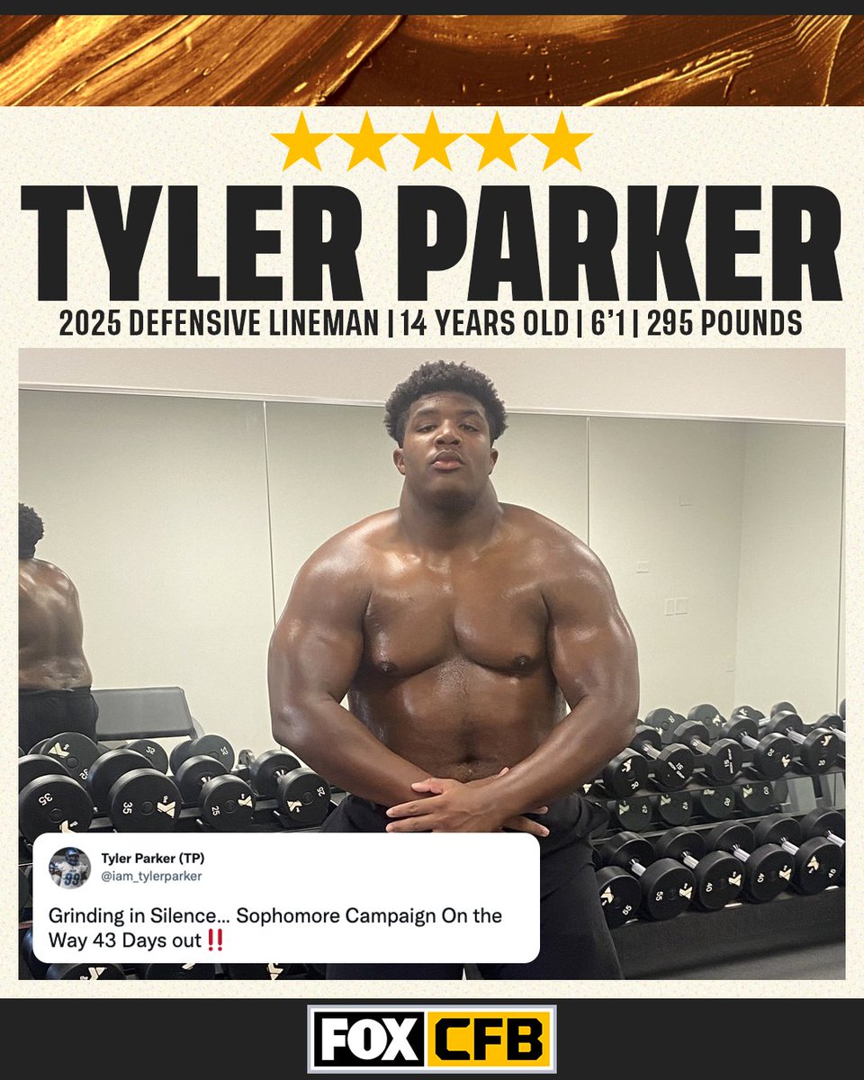 CFBONFOX's tweet photo. 14 year olds are built different these days 😤

📸: @iam_tylerparker https://t.co/aqnInQBGs2