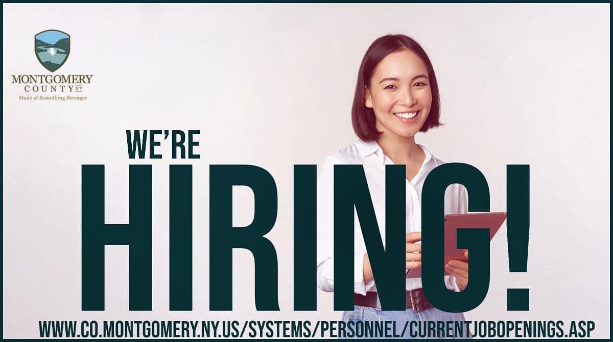 MontgomeryCoNY's tweet photo. Multiple job openings available at Montgomery County! ⬅️📣
 
Some of the positions include: 
WELFARE EMPLOYMENT REPRESENTATIVE-PROVISIONAL 
CASEWORKER-PART TIME-PROVISIONAL
STRUCTURAL MAINTENANCE HELPER

Learn more at https://t.co/dw7Okdzvz0 https://t.co/xGb2rYl4Uo