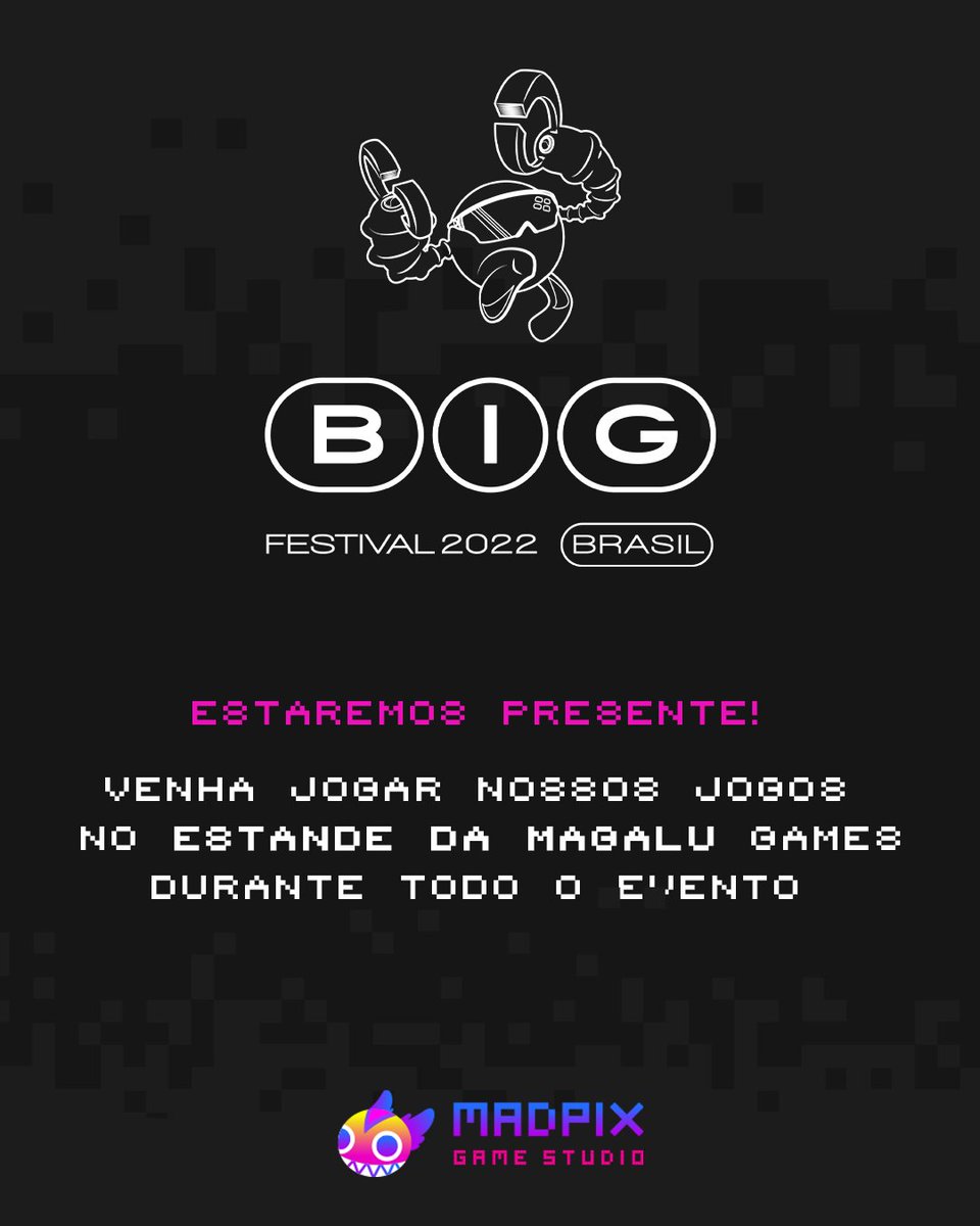 O <a href="/BIG_Festival/">gamescom latam BIG Festival 🎮</a>  2022 começou hoje, e estamos por lá! Passe no estande da Magalu Games e jogue nossos games Floridle e Magic Spoon!

Nos vemos por lá!

#BIG2022