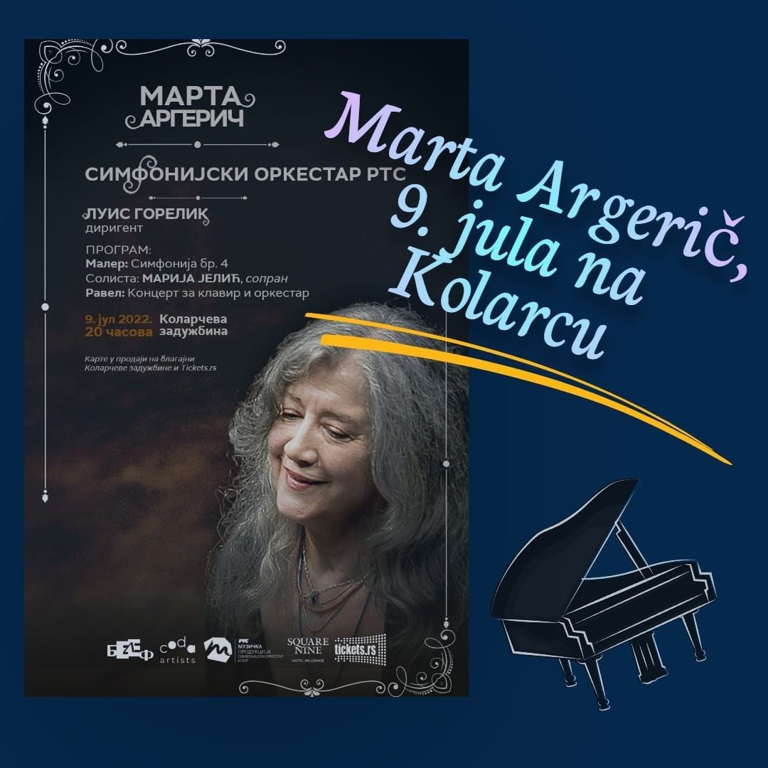 IlijaMKolarac's tweet photo. 💫 Na zatvaranju #belef 👉Simfonijski orkestar RTS će nastupiti sa jednom od najsenzacionalnijih pijanistkinja svih vremena – Martom Argerič.
📍Subota, 9. jul u 20 #velikadvorana90 #kolarac https://t.co/lLfiqfHLPw