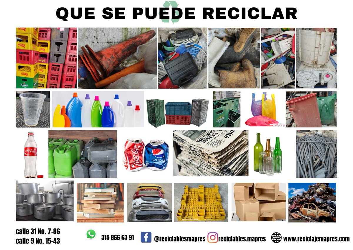 ReciclaMapres's tweet photo. Realizamos la adecuada disposición final de los residuos solidos reciclables ♻
Contáctanos 📞
#reciclaje #papel #carton #plastico #chatarra #metales #bucaramanga https://t.co/Pl3l8ljapo