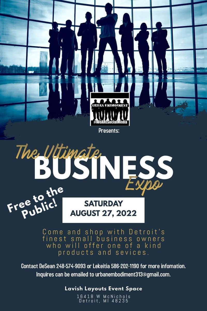EmbodimentUrban's tweet photo. We at Urban Embodiment would like to thank MJR theaters for their donation to our Ultimate Business Expo - Detroit, Sat, Aug 27! Vendor opportunities are still available! Email us at urbanembodiment313@gmail.com! Tix to this event are FREE #Detroit #Events #Business https://t.co/yHQkKyYIkX