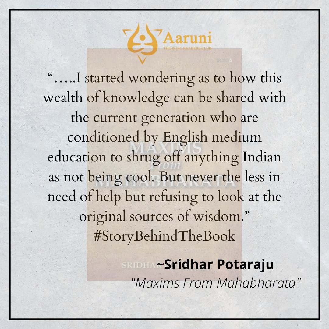 AaruniClub's tweet photo. We are reading #maximsfrommahabharata. 
Join @AaruniClub to read with us! Link in bio.

@IndicaBooks @IndicaOrg
#indicbookclub #indica #sridharpotaraju #Mahabharata  #storybehindthebook #BookTwitter  #reading https://t.co/P5451asTTN