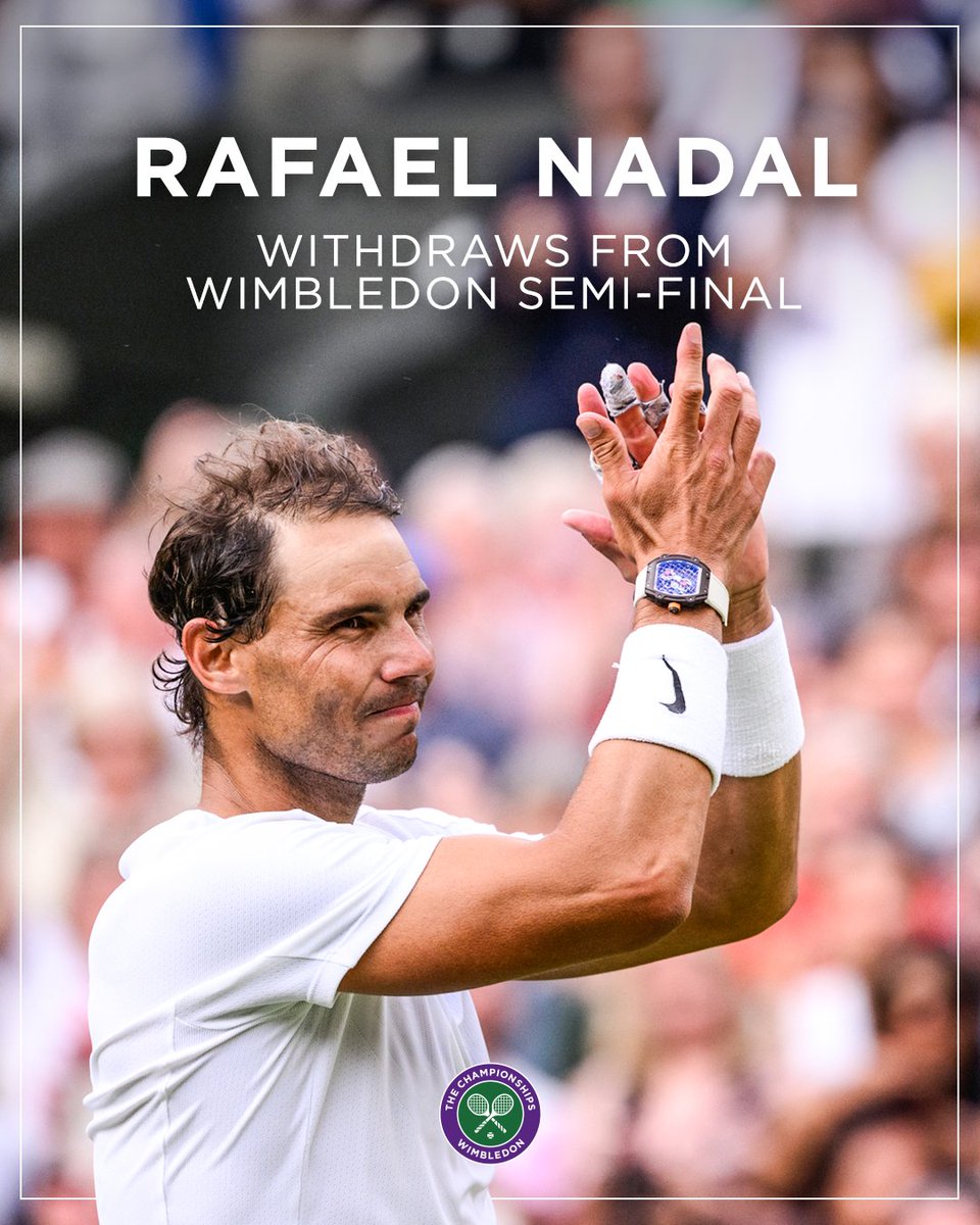 We're sad to see it end this way, @RafaelNadal Thank you for another year of unforgettable moments at The Championships #Wimbledon