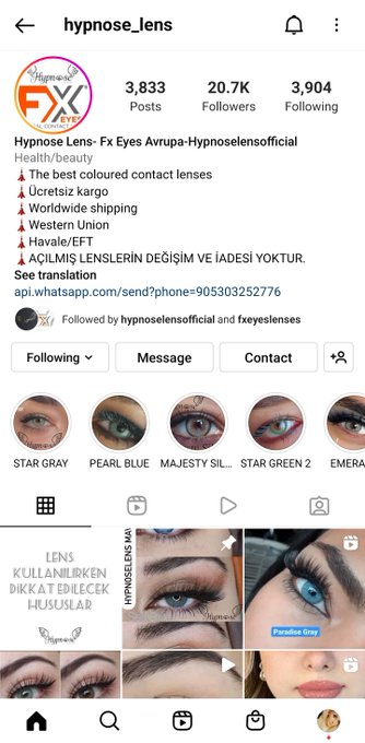 Has anyone ever ordered from FX Eyes? also known as Hypnose lens? they have the most realistic contacts