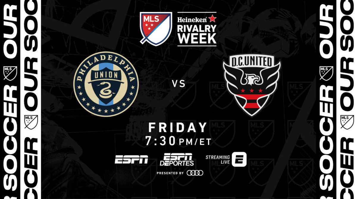ESPNPR's tweet photo. Friday, ESPN & @ESPNDeportes present an #MLS #RivalryWeek doubleheader
⚽️ 7:30p ET | #DOOP vs #VamosUnited
🎙 @JakeZivin, @Higginbotham05
⚽️ 10p ET | #LAFC vs #LAGalaxy
🎙 @JonChampionJC, @TaylorTwellman, @CrisAlexESPN
Feat. special appearance by former #USMNT player Ben Olsen https://t.co/O2M7crcxaD