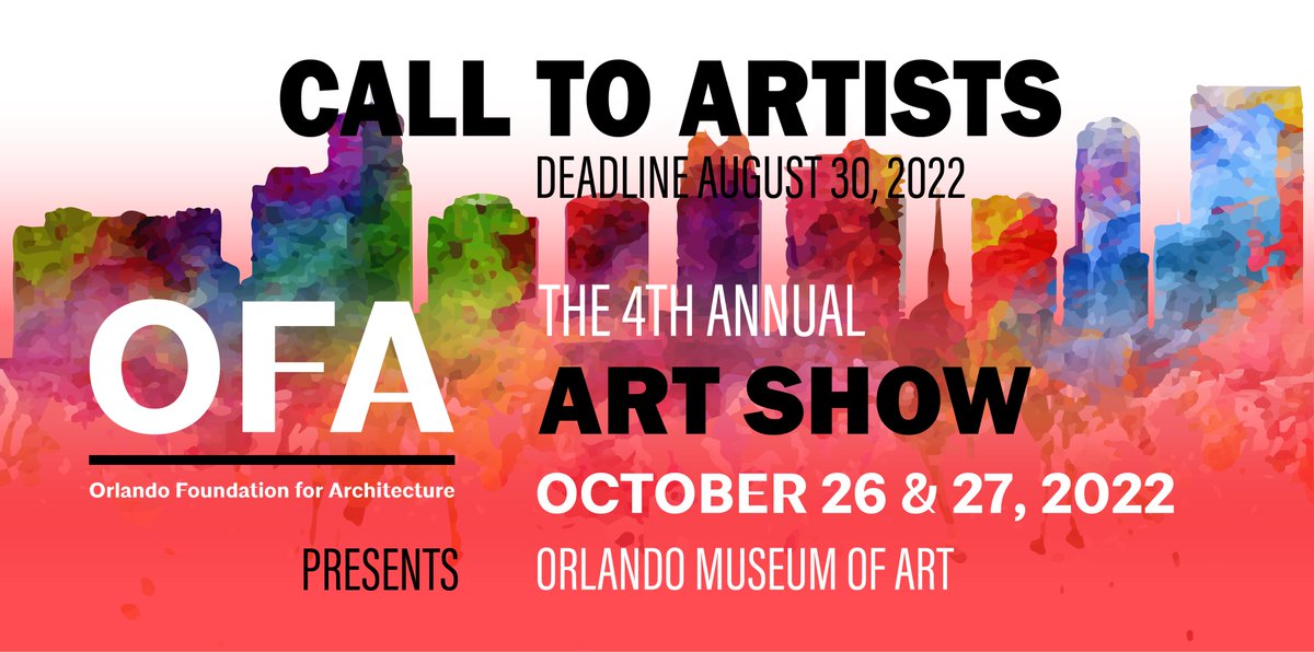 Calling All Artists! OFA's Annual Art Show returns to <a href="/omaorlando/">Orlando Museum°Art</a>! Applications due August 30. Learn more orlandoarchitecture.org/artshow2022.

#OFA #artshow #orlandoart #orlandoartists #orlandoarchitects