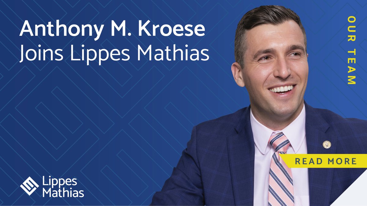 LippesMathias's tweet photo. Please give a warm welcome to Anthony M. Kroese, the latest addition to our growing real estate team at #LippesMathias.

Anthony focuses his practice on commercial real estate transactions and represents clients in a range of complex matters.

🔗 https://t.co/A7TcrIo54l https://t.co/4B6ucSnmg0