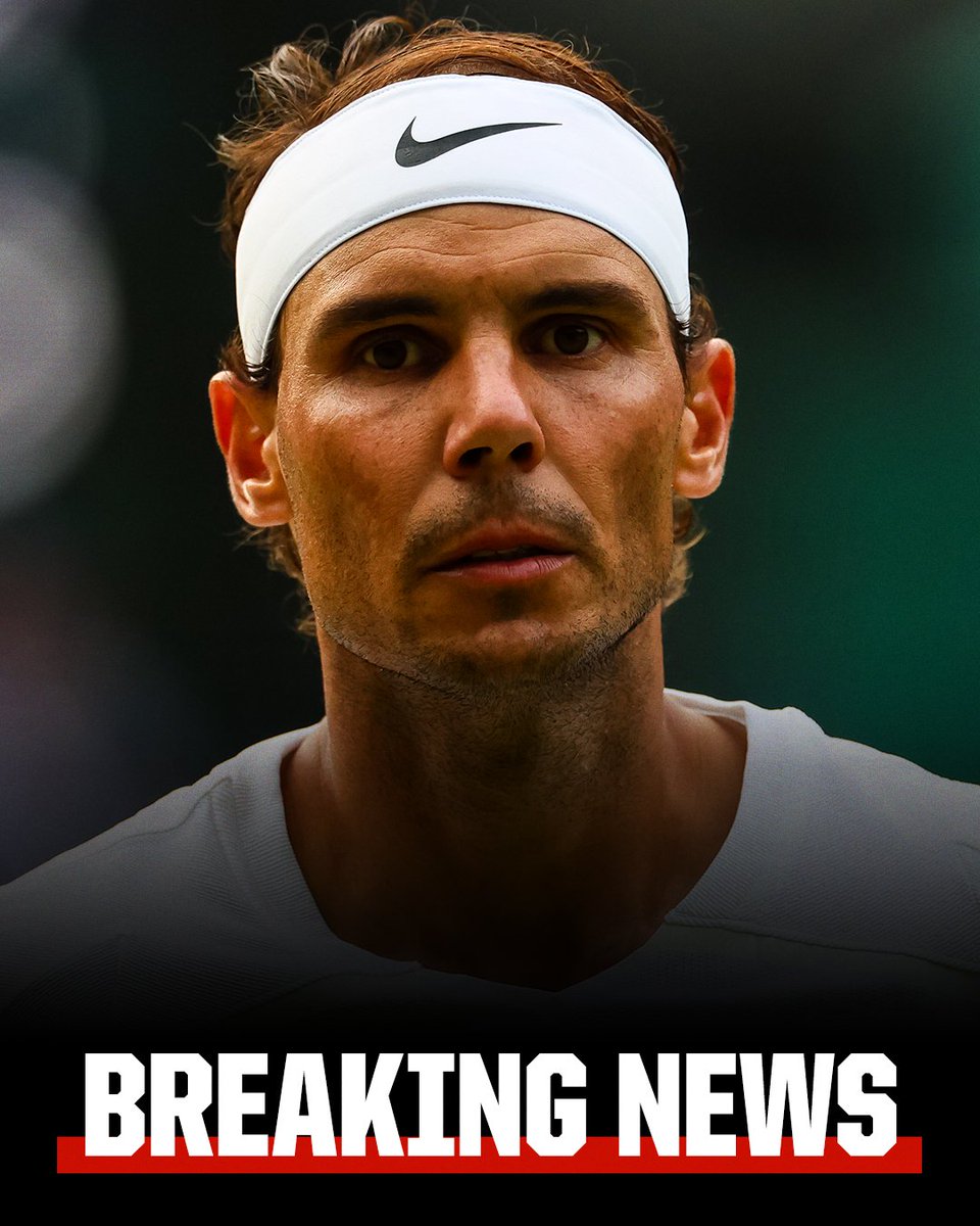 espn's tweet image. Breaking: Rafael Nadal has pulled out of Friday's Wimbledon semifinal against Nick Kyrgios with a torn abdominal muscle.