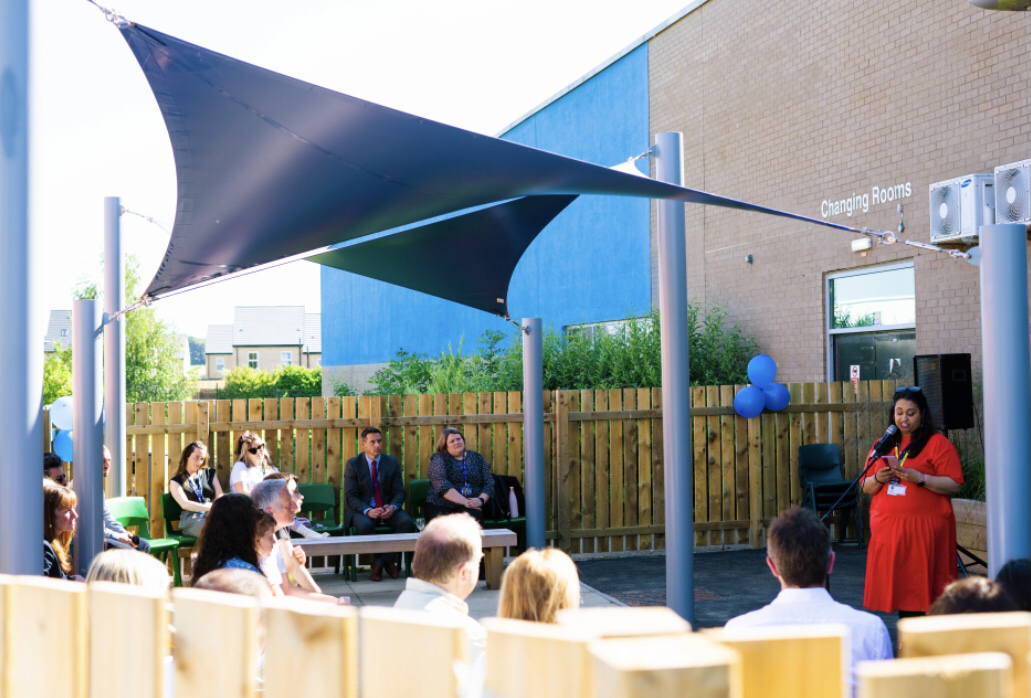 DovecoteBYA's tweet photo. Today we officially opened Dovecote with a community garden party. #AsmaKhanum @ChatterbugSLT gave an inspirational speech on self advocacy &amp; our amazing architect #NickBeckett @npsleeds officially cut the ribbon to welcome our guests into our new home. #ResourceProvision #Autism https://t.co/hDRkt9NR3T