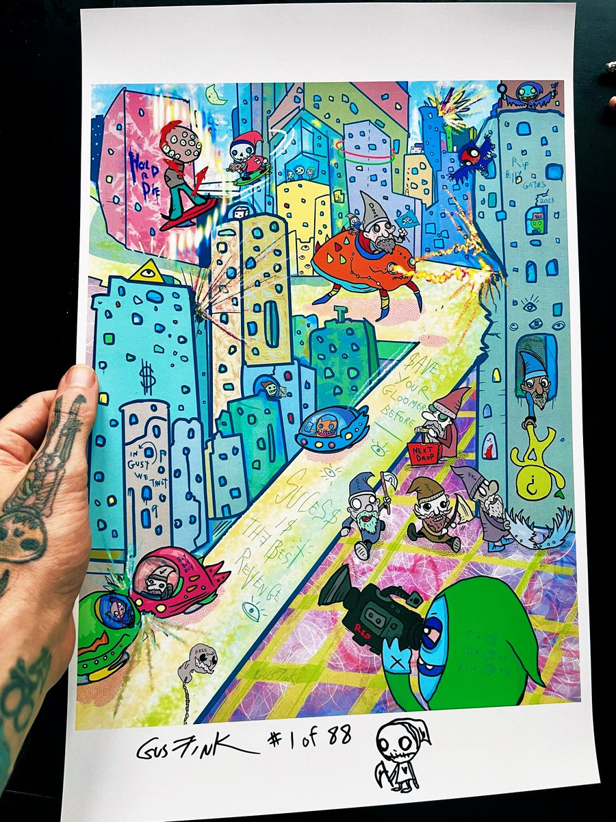 gusfinkstudios's tweet photo. Yo super limited and signed and numbered and sketch on it. @GloomersNFT grab it from my big cartel or message me for another way if you’re anti my website https://t.co/KT7zM3oqnD https://t.co/oAckvPPdPb