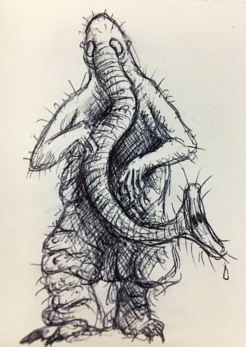Stage 6: Binche>Longwy: La Meuse river valley is home to the monstrous Karnabo, offspring of a local woman &amp; a ghoul. Karnabo has a human face, reptilian eyes, &amp; elephant trunk. Wails from the Karnabo &amp; its victims can be heard on stormy nights. #hauntedtdf #FolkloreThursday
