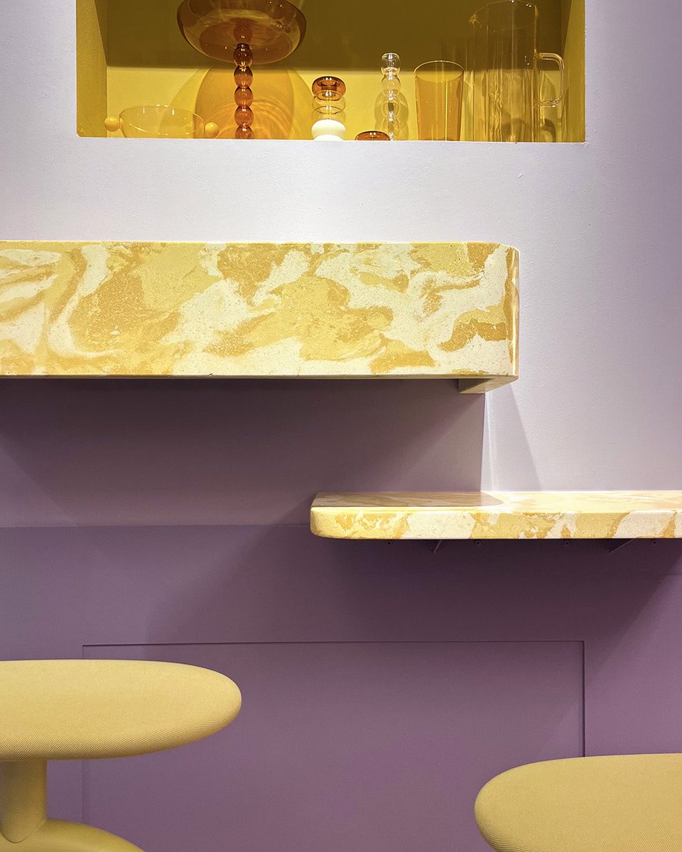 HuguetMallorca's tweet photo. Marbled terrazzo shelves designed by #Teklan in the great apartment she created at @iSaloniofficial for @OfficialSancal ππππππ
#aiguestiles #bespokebyhuguet #terrazzobyhuguet that is #handmadeinmallorca for #interiordesign and #architecture https://t.co/x4jVloOvXf