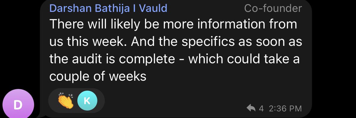 Dhruvforreal's tweet photo. 1/4 In this thread . These are all messages by #valud @VauldOfficial ceo @darshanbathija  in their telegram group. Seems like they are working on a plan . And both orgs are operating with the intent of completing this transaction of  acquisition . @nexo #Vauld https://t.co/nNFj2udfVm