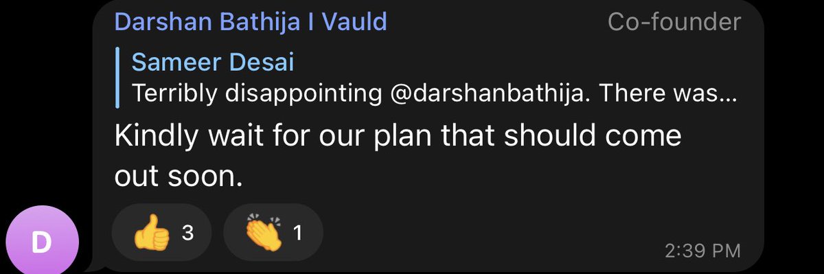 Dhruvforreal's tweet photo. 1/4 In this thread . These are all messages by #valud @VauldOfficial ceo @darshanbathija  in their telegram group. Seems like they are working on a plan . And both orgs are operating with the intent of completing this transaction of  acquisition . @nexo #Vauld https://t.co/nNFj2udfVm