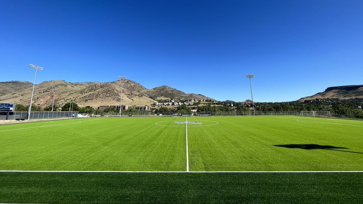 MinesAthletics's tweet photo. It looks good from every angle - the new turf at Stermole Stadium is officially ready for @MinesMSOC and @mineswsoc! #HelluvaEngineerโ https://t.co/DPsvt0uyr1