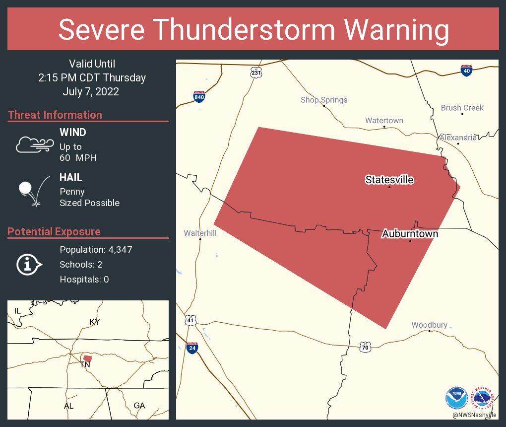 NWS Nashville on Twitter "Severe Thunderstorm Warning continues for
