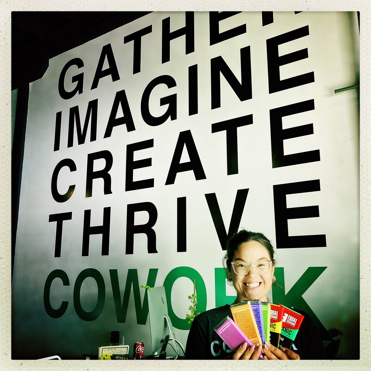 How does the <a href="/FTFederation/">Fair Trade Federation</a> celebrate #worldchocolateday at <a href="/TheCandyFactory/">The Candy Factory</a>? <a href="/DrBronner/">Dr. Bronner's</a> and <a href="/EqExCoop/">Equal Exchange Co-op</a> chocolate for everyone! 🍫 #coworking #ftfverified #fairtrade