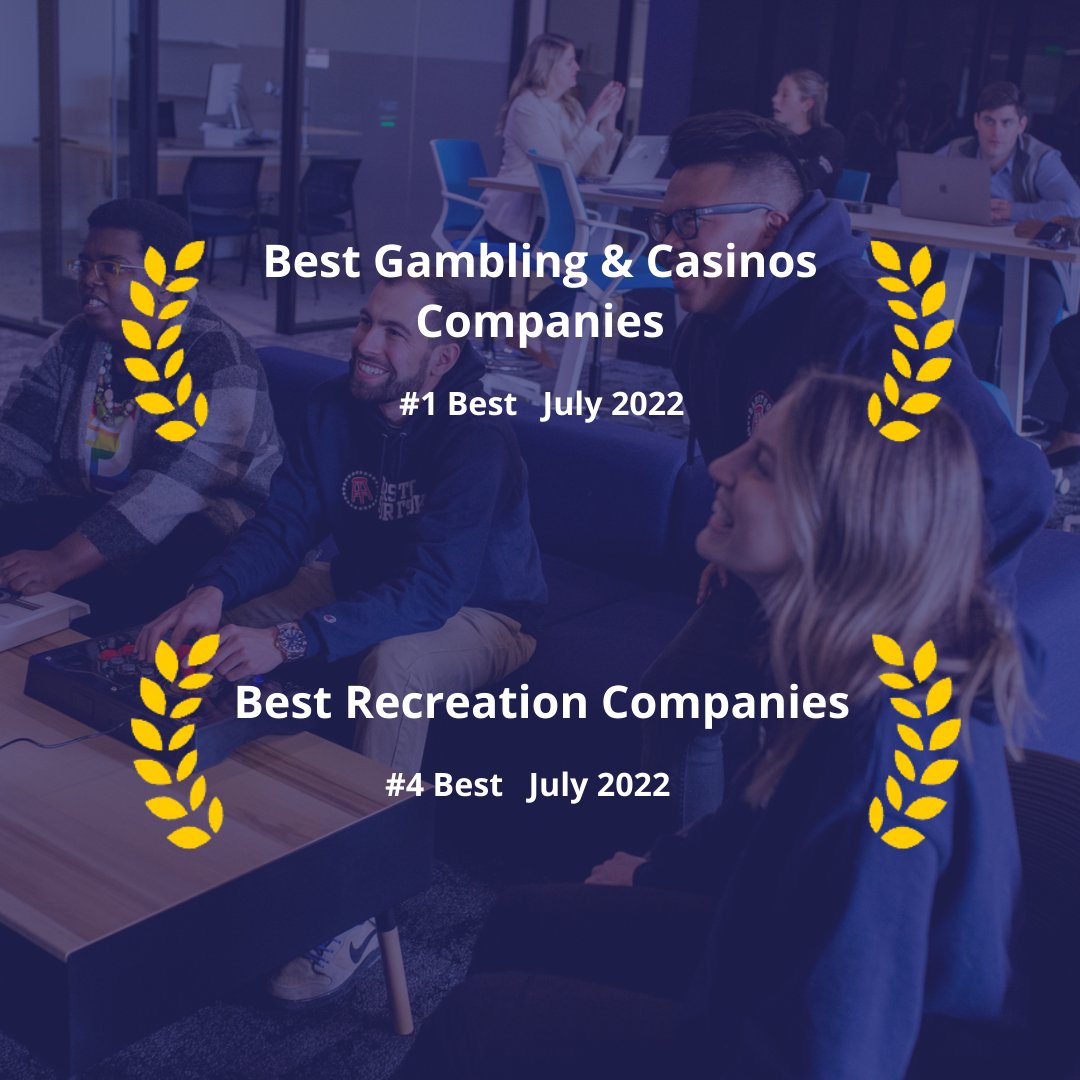 📣 We are ecstatic to have been listed Best Company in TWO categories with our diversity partner, @InHerSight! 🏆 Ranked #1 Best Gambling and Casinos Company! 🏆 Ranked #4 Best Recreation Company!