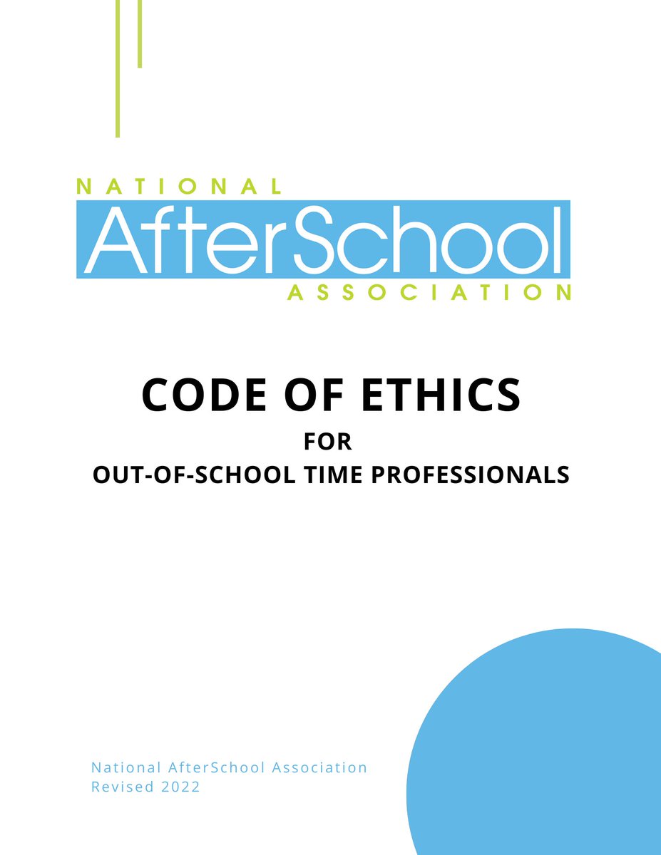 NatlAfterSchool's tweet photo. The NAA Code of Ethics for OST Professionals was first published in 2009 then reviewed with an equity lens and revised in 2022. Download your copy of the revised Code of Ethics for #OSTProfessionals. https://t.co/w5qnhd1Bva https://t.co/ZasC24pZiF