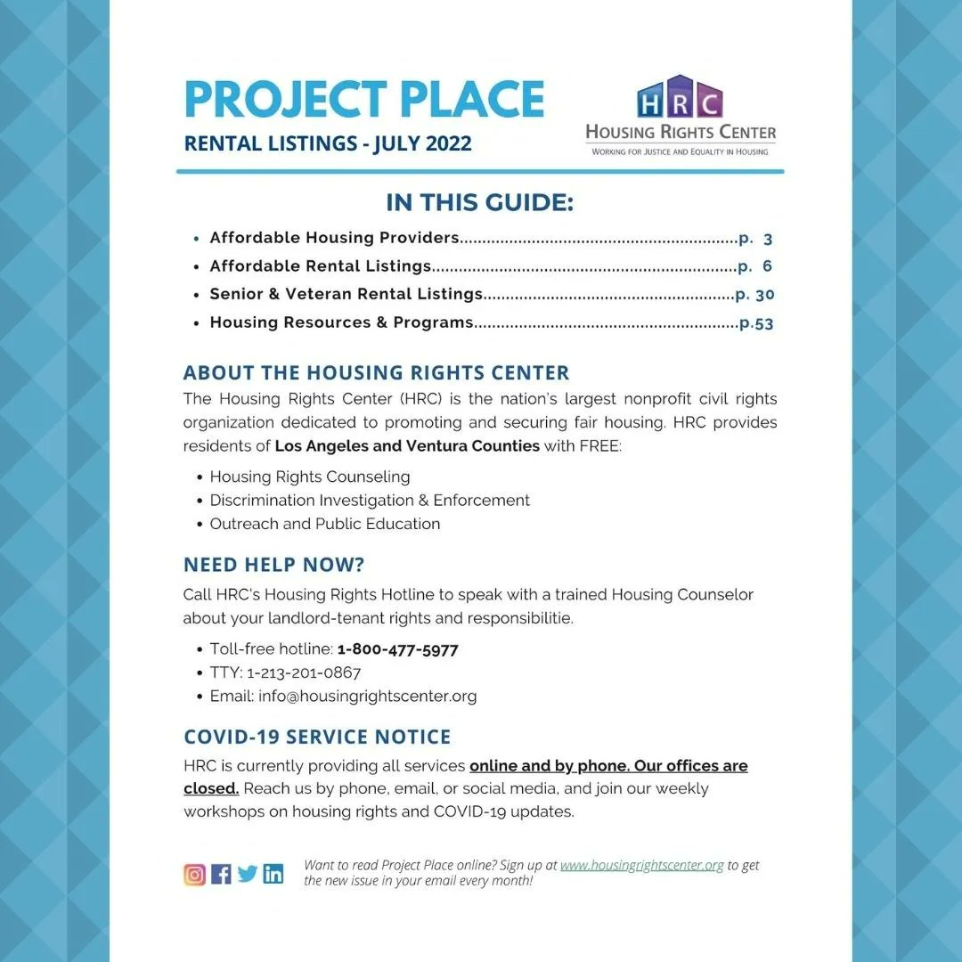 hrc_la's tweet photo. Are you looking for affordable housing or rent relief this July? 

Check out our monthly rental listing #ProjectPlace online! Sign up at https://t.co/MbLgtqdyo6 to get it emailed to you every month. #affordablehousing #emergencyrentalassistance https://t.co/PUOS04Ro3R