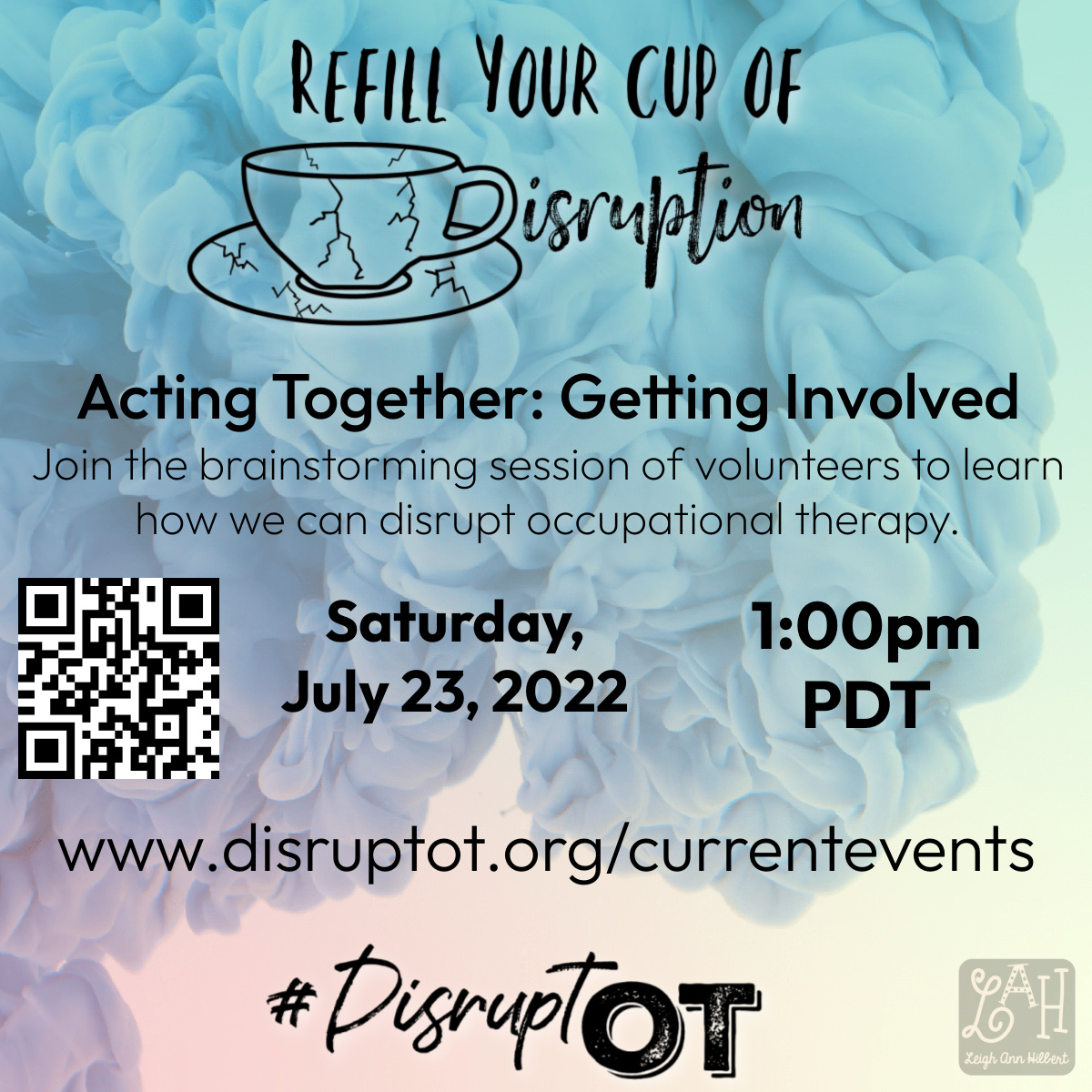 otbayarea's tweet photo. Looking for a community to disrupt with? Join #DisruptOT for a volunteer brainstorming session Sat, July 23rd at 1pm PDT. Meet healthcare users, students, clinicians worldwide looking to disrupt the status quo.
Register: https://t.co/TBPxy9SMFw
Graphics by @LeighAnnHilbert https://t.co/niMQrbZEtY